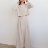 Women’s Two Piece Co Ord | Wide-Leg, Cropped Top