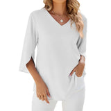 Women's Summer Tunic Top | V-Neck, 3/4 Sleeve