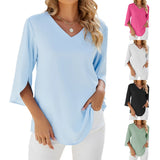 Women's Summer Tunic Top | V-Neck, 3/4 Sleeve
