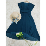 Women's Chiffon High-Low Dress | Flutter Sleeve, V-Neck
