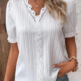 Women’s Vintage Summer Shirt | Short Sleeve, Lace