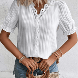 Women’s Vintage Summer Shirt | Short Sleeve, Lace