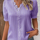 Women’s Vintage Summer Shirt | Short Sleeve, Lace