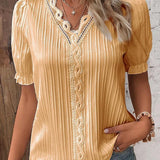 Women’s Vintage Summer Shirt | Short Sleeve, Lace
