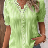 Women’s Vintage Summer Shirt | Short Sleeve, Lace