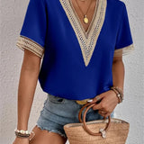 Women’s Casual Summer Shirt | Short Sleeve, Lace-Trimmed