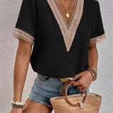 Women’s Casual Summer Shirt | Short Sleeve, Lace-Trimmed
