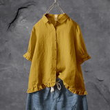 Women’s Vintage Summer Shirt | Long Sleeve, Ruffled