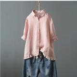 Women’s Vintage Summer Shirt | Long Sleeve, Ruffled
