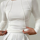 Women’s Designer Winter Top | Long Sleeve, Ribbed