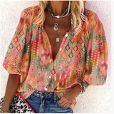 Women’s Boho Summer Blouse | 3/4 Sleeve, Colorful