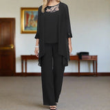 Women’s Evening Trouser Set | Lace Detail, Chiffon Jacket