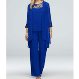 Women’s Evening Trouser Set | Lace Detail, Chiffon Jacket
