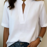 Margaux | Chic Blouse with V-Neck and Gold Detail
