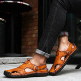 Men’s Summer Leather Sandals | Open-Toe, Hand-Stitched