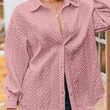 Maristella - Cable knitted texture puff sleeve loose shacket