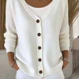 Adara - Elegant Button-Front V-Neck Cardigan