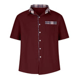Men’s Summer Casual Shirt | Checked Trim, Short Sleeve