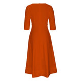 Women's Elegant A-Line Dress | Midi, Deep V-Neck