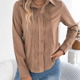 Quinasha - Elegant pleated front long sleeve blouse