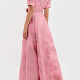 Women's Floral Shirt Dress | Jacquard, Puff Sleeve