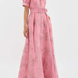 Women's Floral Shirt Dress | Jacquard, Puff Sleeve