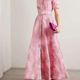 Women's Floral Shirt Dress | Jacquard, Puff Sleeve
