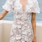 Women's Summer Party Dress | Embroidered, Puff Sleeve