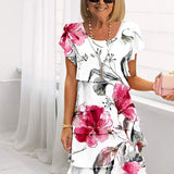 Women's Summer Floral Dress | Layered, Short Sleeve