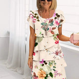 Women's Summer Floral Dress | Layered, Short Sleeve