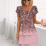 Women's Summer Floral Dress | Layered, Short Sleeve