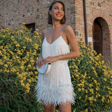 Women's Summer Cocktail Dress | Fringe, Feather Hem