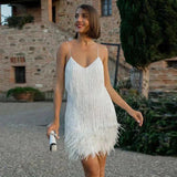 Women's Summer Cocktail Dress | Fringe, Feather Hem