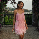 Women's Summer Cocktail Dress | Fringe, Feather Hem