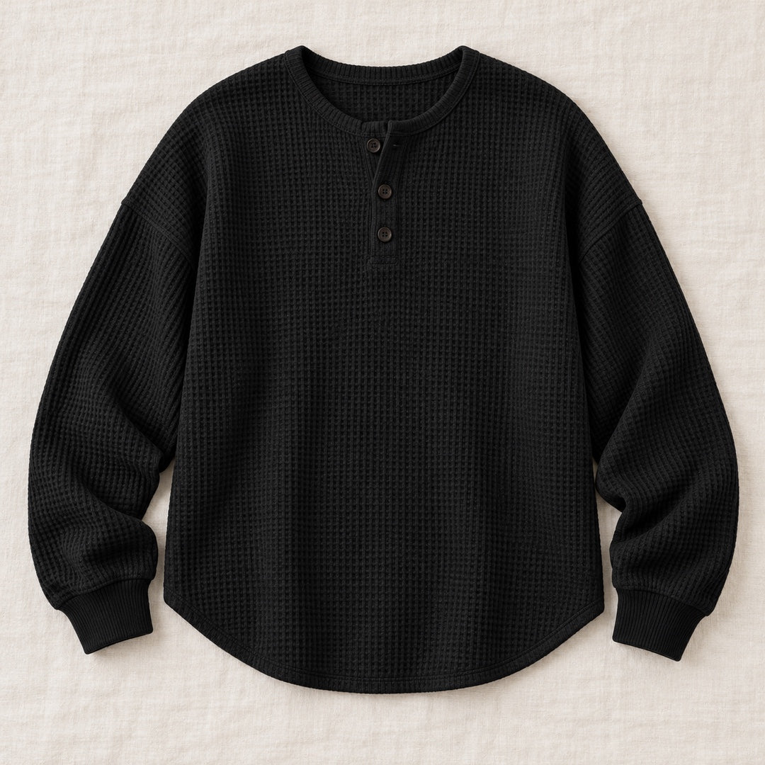 Helene waffle-knit sweater in black