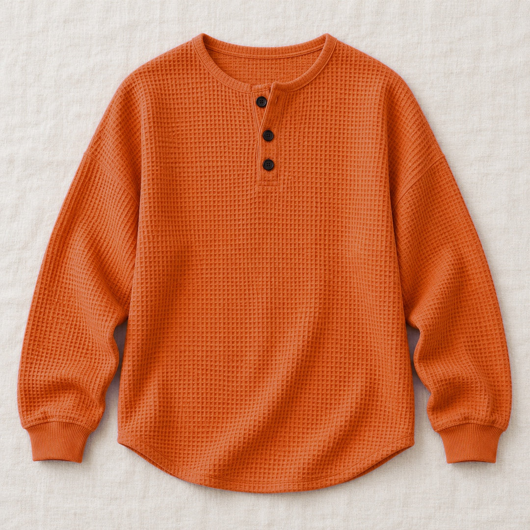 Helene waffle-knit sweater in orange