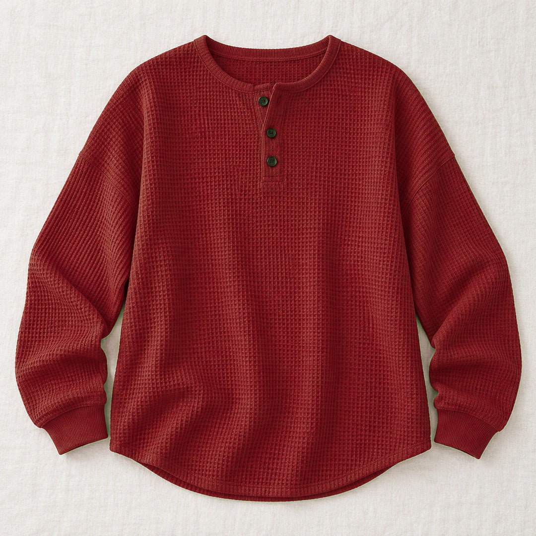 Helene waffle-knit sweater in red