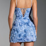 Women's Evening Mini Dress | Embellished, Square Neck
