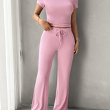 Vylette - Casual co-ord set with fitted crop shirt and trousers