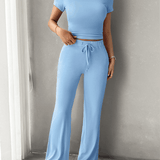Vylette - Casual co-ord set with fitted crop shirt and trousers