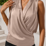 Eunice - Elegant sleeveless v-neck wrap blouse