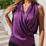 Eunice - Elegant sleeveless v-neck wrap blouse