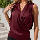 Eunice - Elegant sleeveless v-neck wrap blouse