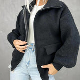 Romelia - Loose knitted warm zipper cardigan