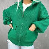 Romelia - Loose knitted warm zipper cardigan