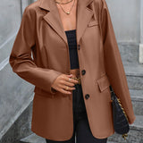 Eleina - Elegant leather blazer with notched lapels
