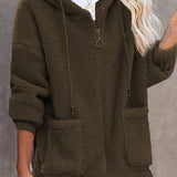 Theadora - Oversized sherpa plush zipper jacket with hood