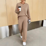 Janie - Cozy Ribbed Knit Loungewear Set with Sweater and Pants