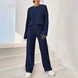 Janie - Cozy Ribbed Knit Loungewear Set with Sweater and Pants