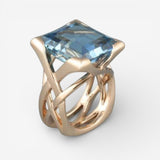 Vintage Blue Zirconium Rose Gold Ring